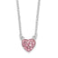 Sterling Silver Rhodium-Rhodium-Plated Polished Pink Crystal Heart Necklace