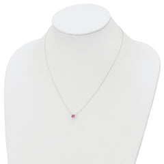 Sterling Silver Rhodium-plated Pink Crystal 18.5 inch Necklace
