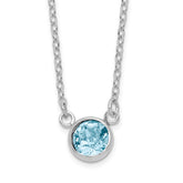 Sterling Silver RH-plated Blue Crystal Bezel 18.5in Necklace