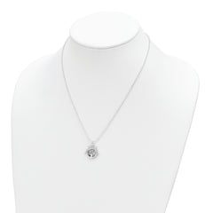 Sterling Silver Polished Reversible Enameled Tree of Life Necklace