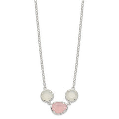 Sterling Silver White & Pink Chalcedony Necklace