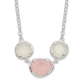Sterling Silver White & Pink Chalcedony Necklace