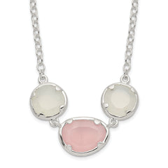 Sterling Silver White & Pink Chalcedony Necklace