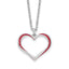Sterling Silver Rhodium Plated Red Enamel Heart Adjustable 16 inch Necklace with1 inch extension