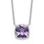 Sterling Silver Rhodium-plated Square Amethyst w/2 in ext. Necklace