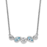 Sterling Silver RH-plate Sky Blue Topaz White CZ 16.5in w/1in ext Necklace