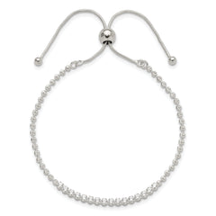 Sterling Silver Polished D/C with CZ Adjustable Bracelet