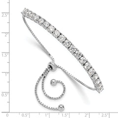 Sterling Silver Rhodium-plated Polished CZ Adjustable Tennis Bracelet