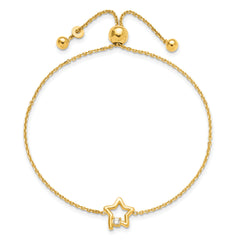 Sterling Silver Gold-plated Open Star with CZ Adjustable Bracelet