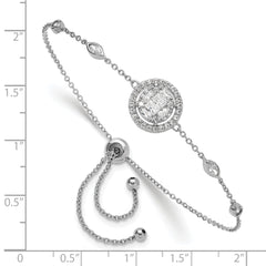Sterling Silver Rhodium-plated CZ Adjustable Bracelet