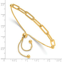Sterling Silver Gold-tone Polished Paperclip Link Adjustable Bracelet