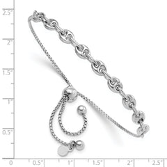 Sterling Silver Rhodium-plated Fancy Adjustable Bracelet