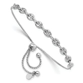 Sterling Silver Rhodium-plated Fancy Adjustable Bracelet