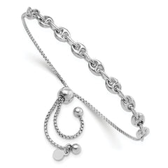 Sterling Silver Rhodium-plated Fancy Adjustable Bracelet