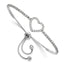 Cubic Zirconia Heart Bolo Bracelet in Sterling Silver, 12.15mm Adjustable - Sophia Jewelers