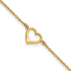 Sterling Silver Rhodium-Platedodium and Gold-tone Open Heart 10in Anklet