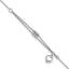 Sterling Silver Rhodium-Rhodium-Plated Beads and Heart 9in Plus 1in ext Anklet