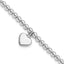 Sterling Silver Rhodium-Rhodium-Plated 4mm Beaded Dangle Heart 7.5in Bracelet