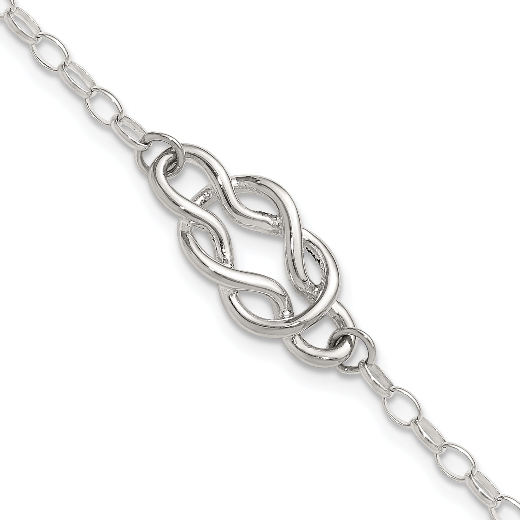 Sterling Silver Polished Fancy Knot Link Bracelet