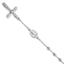 Sterling Silver Rhodium-plated Dangle Cross Beaded Rosary 7.5in Bracelet