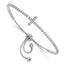 Cubic Zirconia Sideways Cross Bolo Bracelet in Sterling Silver, 10.8mm Adjustable - Sophia Jewelers