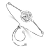 Sterling Silver Rhodium-plated Polished Cherub Adjustable Bracelet
