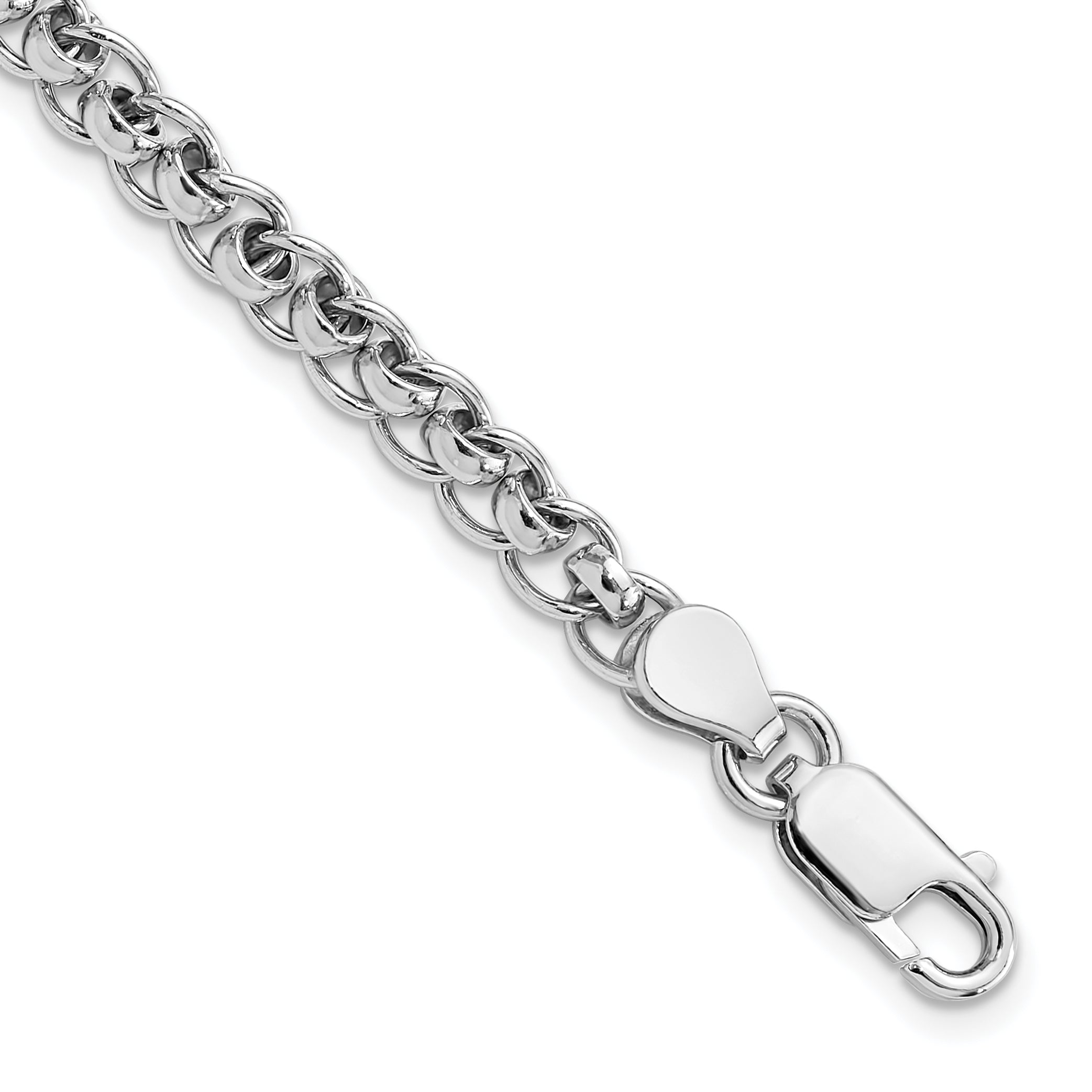 Sterling Silver Rhodium-Rhodium-Plated Fancy Link 7.5in Bracelet