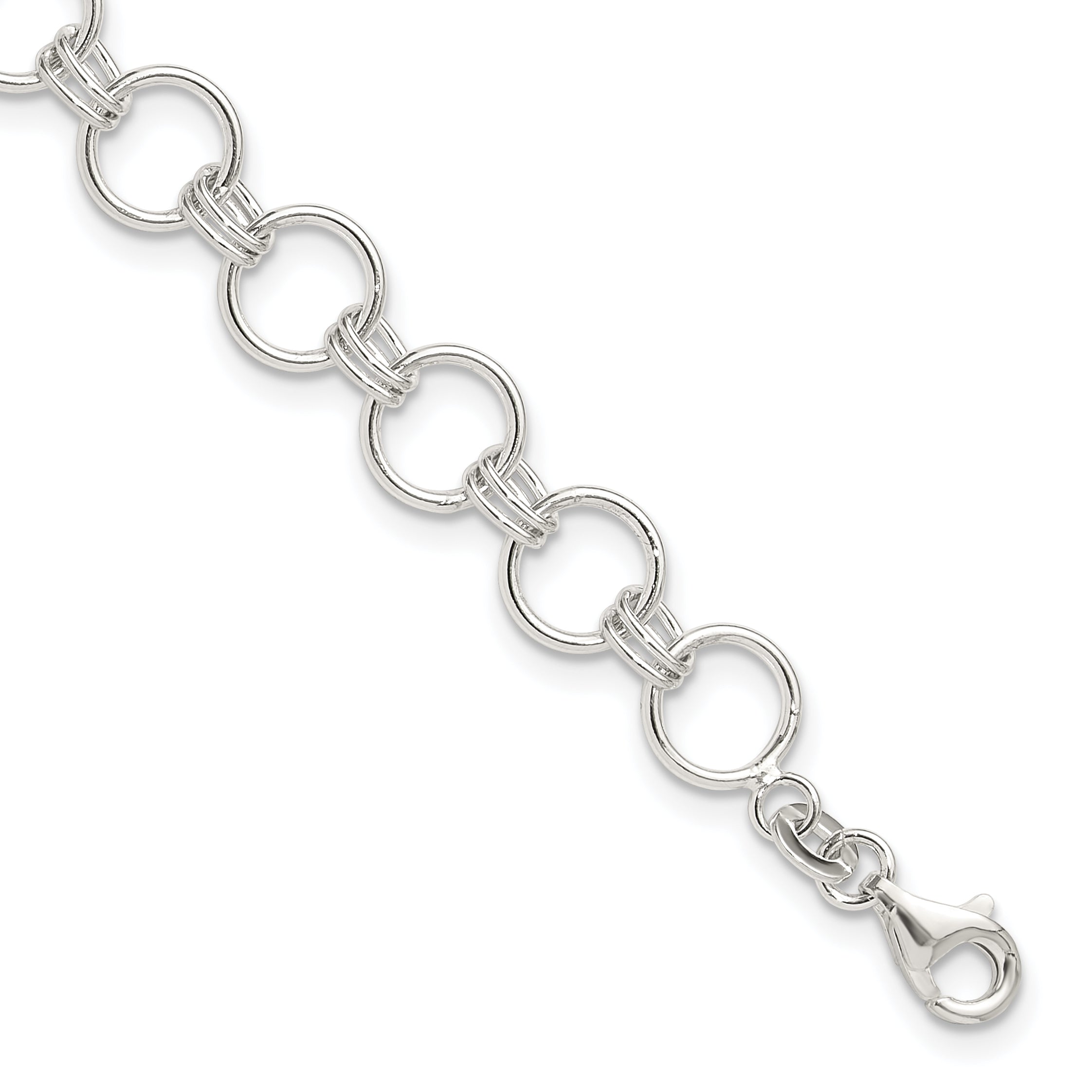 Sterling Silver Polished Circle Link 7.25in Bracelet
