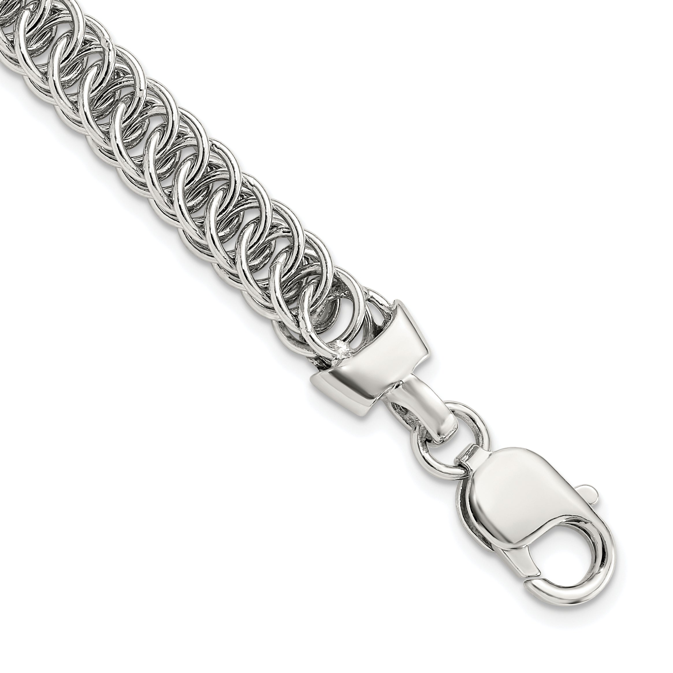 Sterling Silver Rhodium-Rhodium-Plated Fancy Link 7.5in Bracelet
