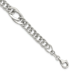 Sterling Silver Rhodium-Rhodium-Plated Polished Fancy Link 7.5in Bracelet