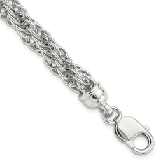 Sterling Silver Rhodium-Rhodium-Plated Fancy Twisted 7.5in Link Bracelet