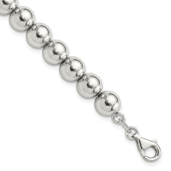 Sterling Silver Rhodium-Rhodium-Plated 8mm Beaded 7.5in Bracelet