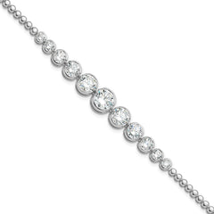 Sterling Silver Rhodium-Rhodium-Plated Polished Graduated CZ Bracelet
