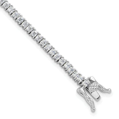 Sterling Silver Rhodium-Rhodium-Plated 3mm Princess Cut CZ 7.75in Tennis Bracelet