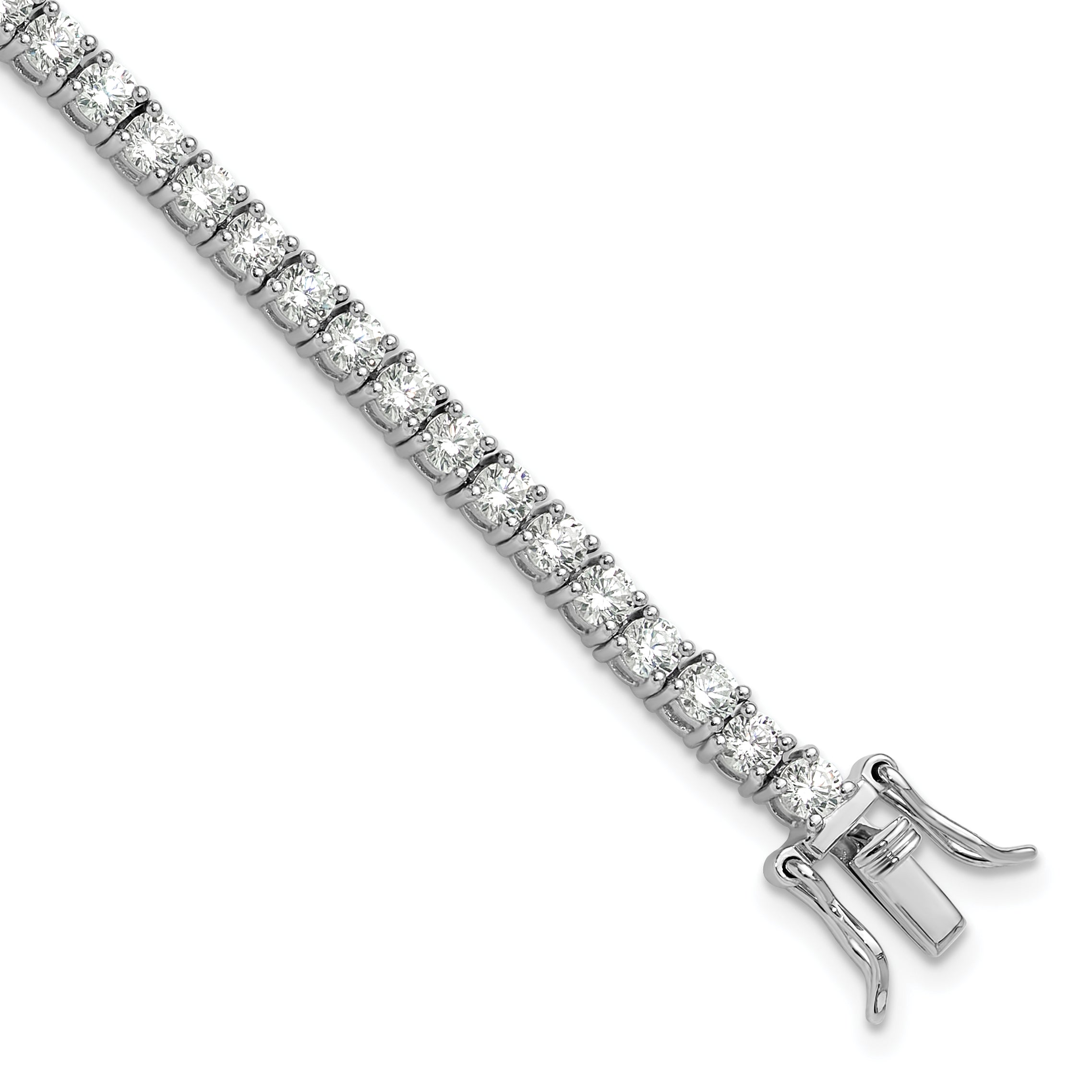 Sterling Silver Rhodium-Rhodium-Plated Polished CZ Tennis Bracelet