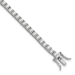 Sterling Silver Rhodium-Rhodium-Plated Polished CZ Tennis Bracelet