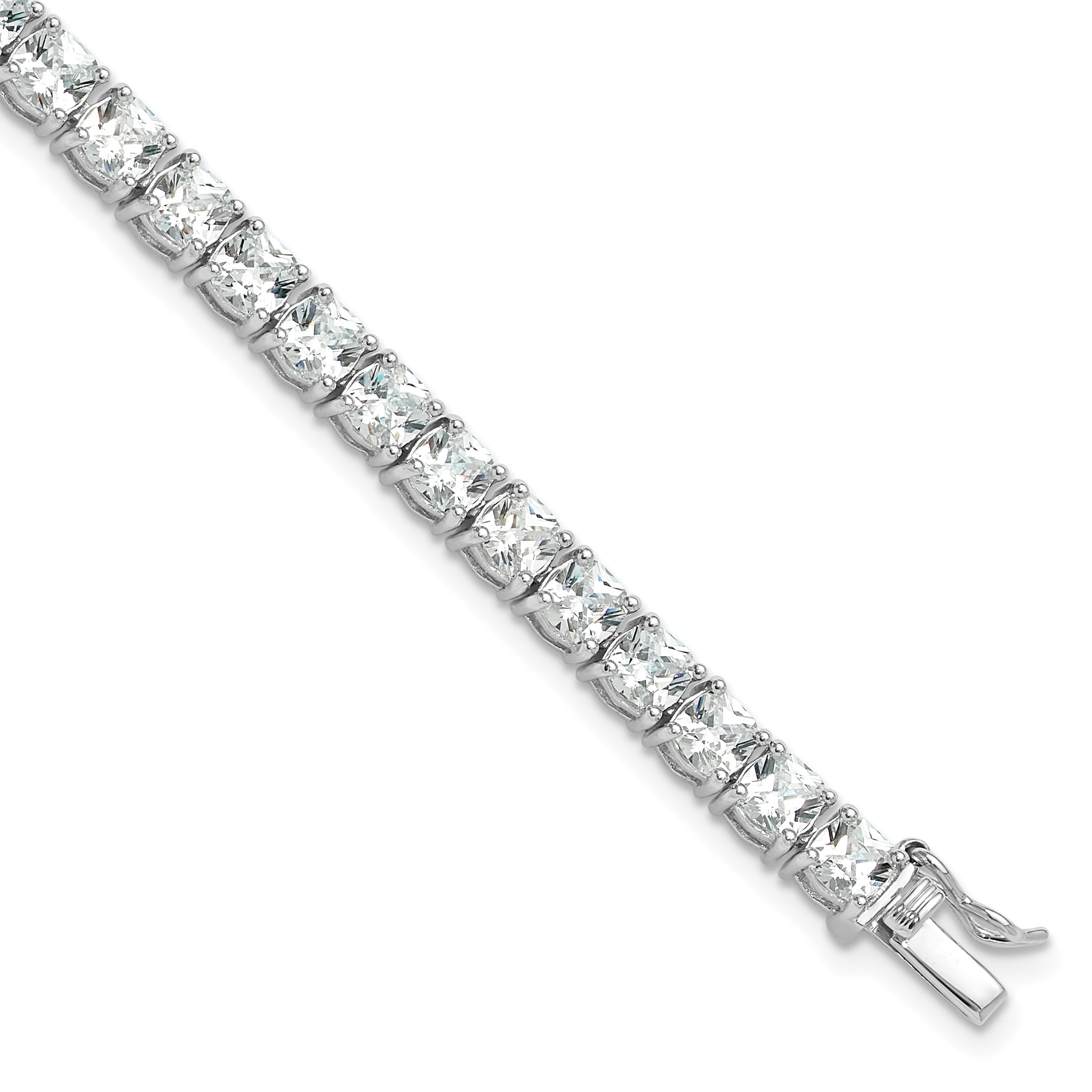 Sterling Silver Rhodium-Rhodium-Plated Polished CZ Tennis Bracelet