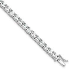 Sterling Silver Rhodium-Rhodium-Plated Polished CZ Tennis Bracelet