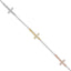 Sterling Silver Rhodium-Platedod-plated Gold/Rose-tone CZ Cross w/1in ext. Bracelet