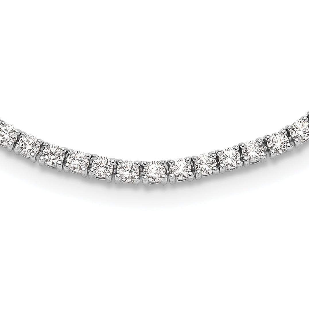 Sterling Silver Rhodium-Rhodium-Plated Polished CZ Tennis Necklace