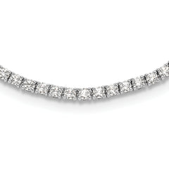 Sterling Silver Rhodium-Rhodium-Plated Polished CZ Tennis Necklace