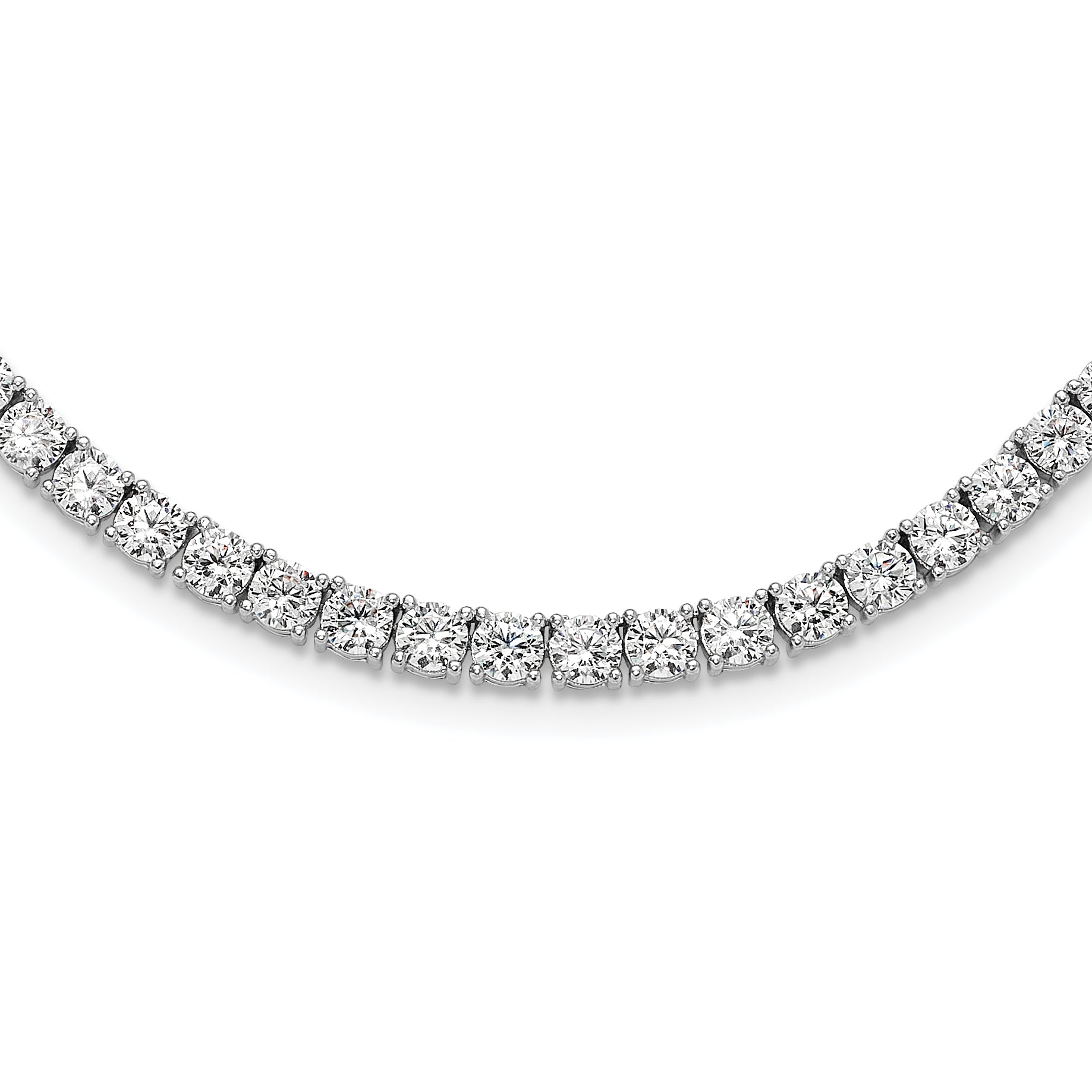 Sterling Silver Rhodium-Rhodium-Plated 4mm CZ 22in Tennis Necklace