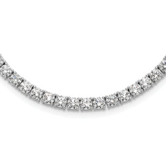 Sterling Silver Rhodium-Rhodium-Plated 4mm CZ 17in Tennis Necklace