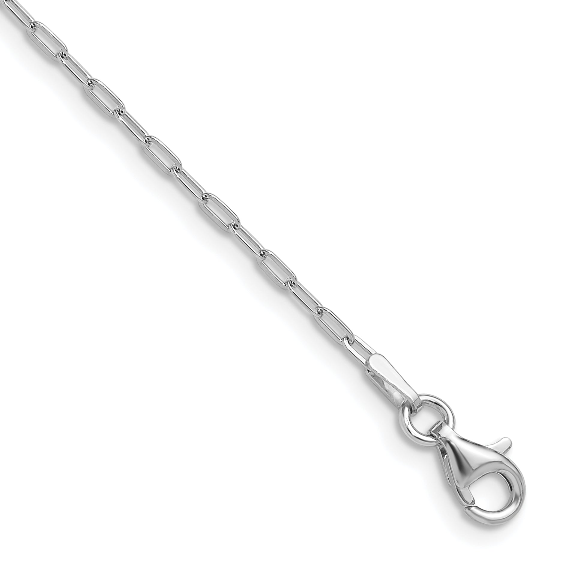 Sterling Silver Rhodium-Rhodium-Plated 1.65mm Paperclip Link 16in With 2 Inch Extention Necklac