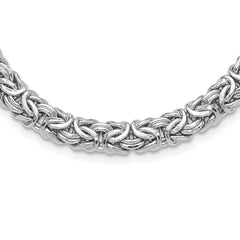Sterling Silver Rhodium-Rhodium-Plated 8.25mm Byzantine Link 17in Necklace