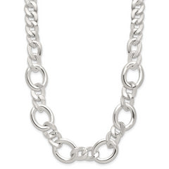 Sterling Silver Polished Fancy Link Necklace