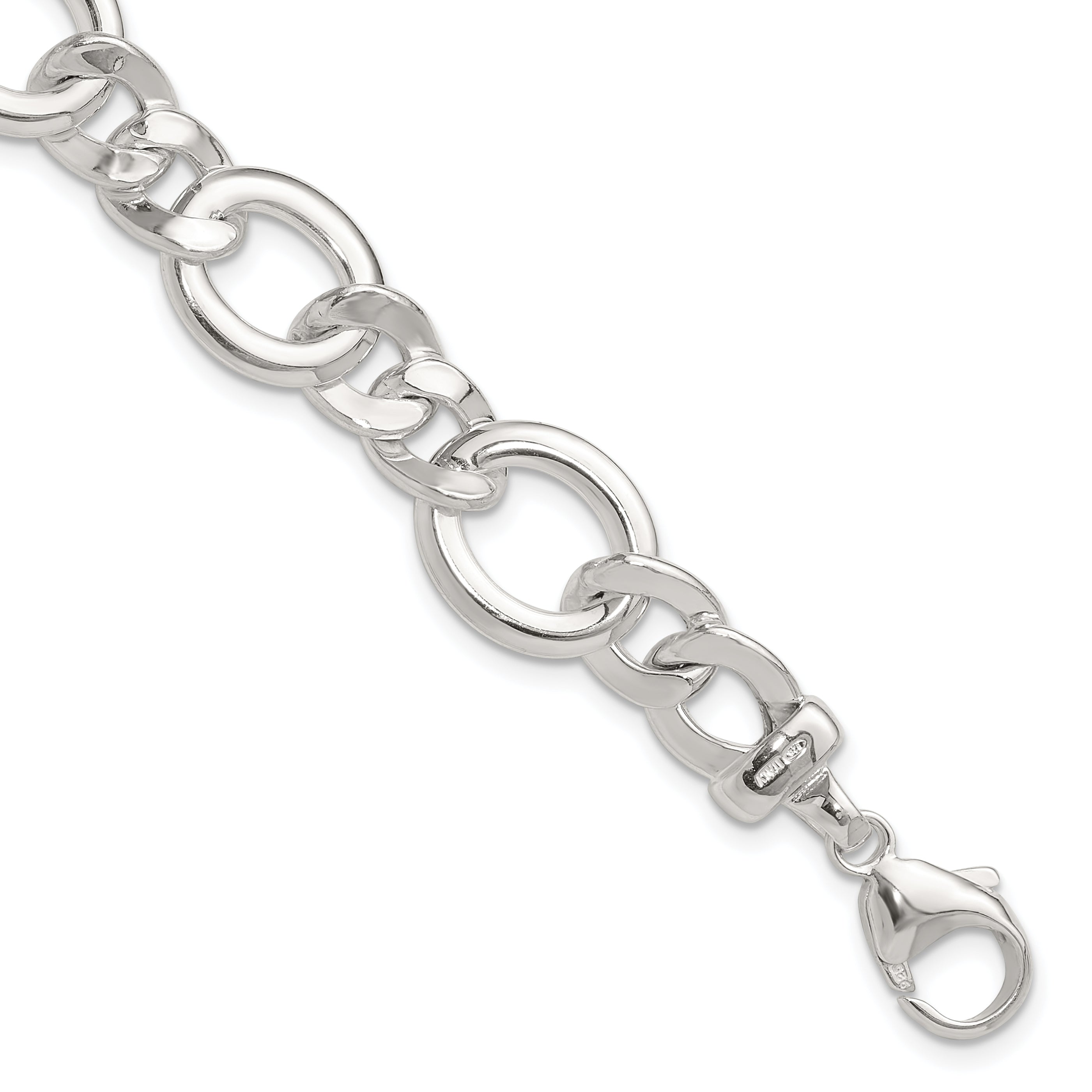 Sterling Silver Polished Flat Fancy Link Bracelet