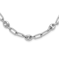 Sterling Silver Rhodium-Rhodium-Plated 16 w/1in ext Fancy Link Necklace