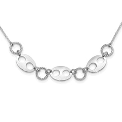 Sterling Silver Rhodium-Rhodium-Plated D/C Link w/2 in ext. Necklace