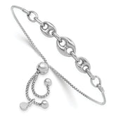 Sterling Silver Rhodium-plated Fancy Adjustable Bracelet